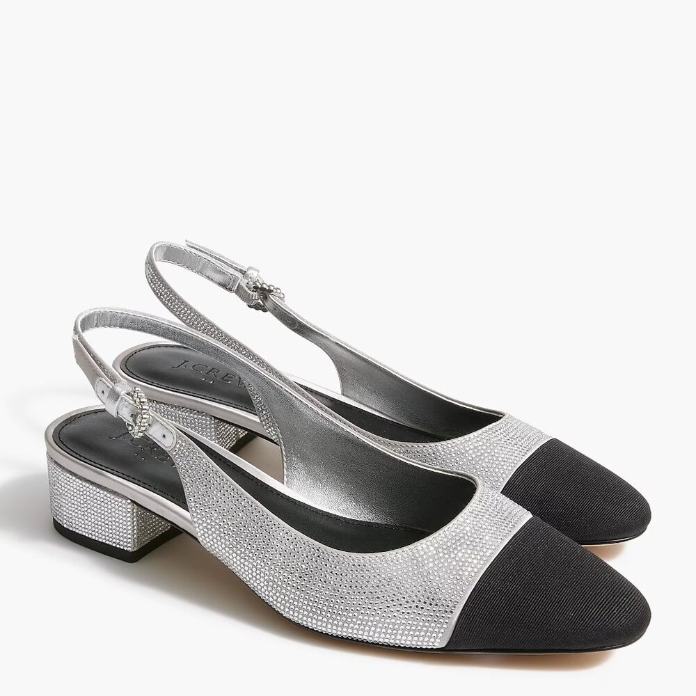 J. Crew Rhinestone Low-heel Slingbacks/NIB/10M